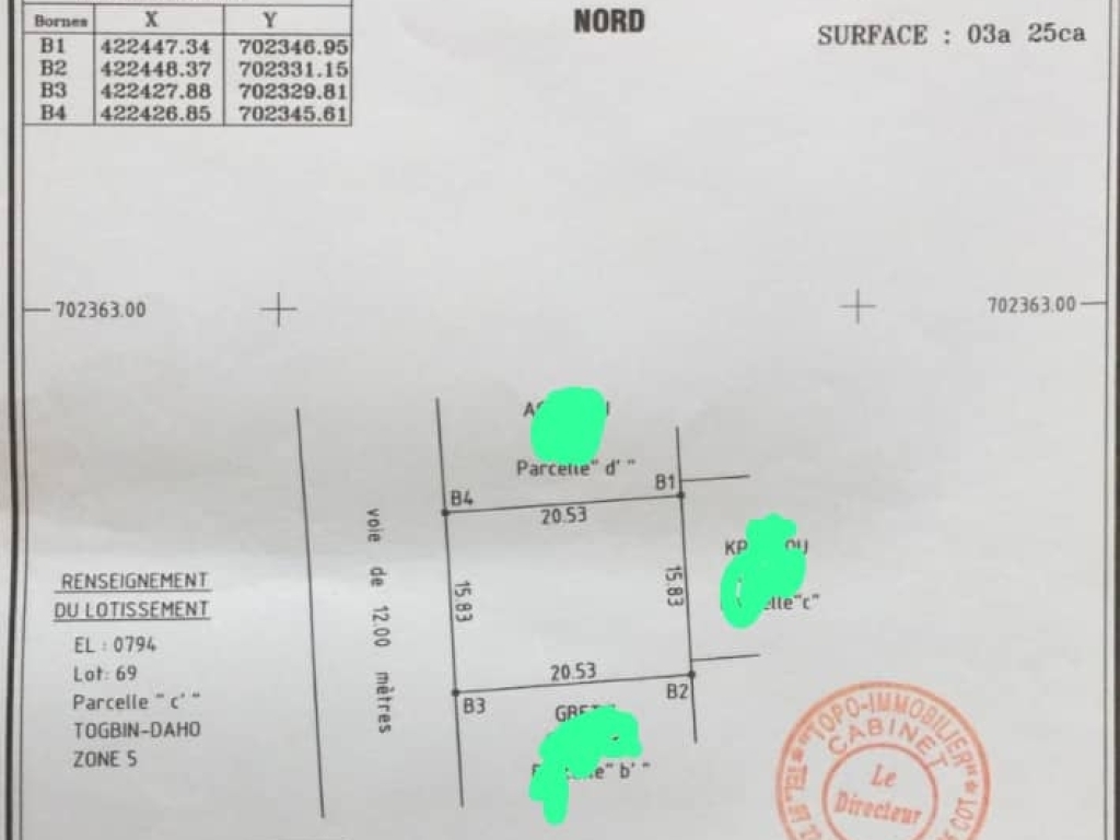 REF26873, Terrain à vendre à  Fidjrossè Kpota