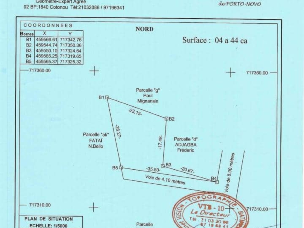 REF30283, Terrain à vendre à Porto-novo 