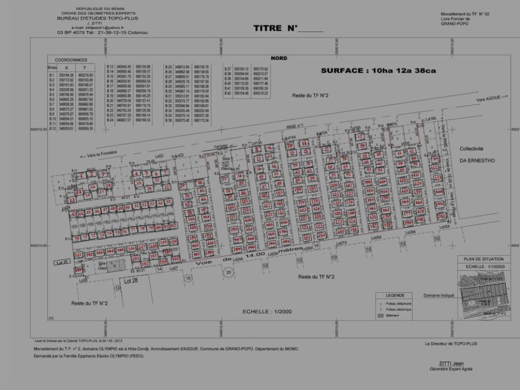 REF31246, Terrain, Domaine / Grande surface à vendre à Grand-popo 